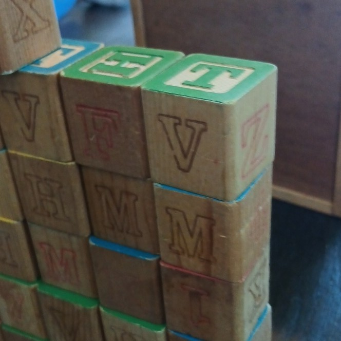 Playskool 1986 Vintage 31 Real Wood Letter Blocks Non-Toxic, And 15 Unknown