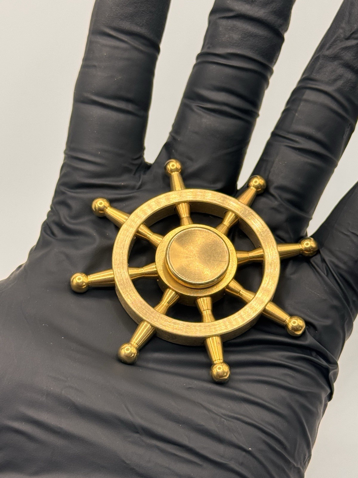 Captain Ship Wheel Brass Fidget Spinner All Metal Toy Adults Kids Boys Girls