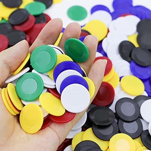 600Pcs Plastic Poker Mini Chips in 6 Colors Bulk Poker 2.2CM in Diameter-600pcs