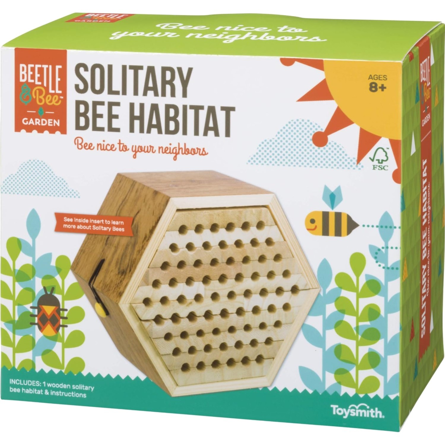 Wooden Solitary Bee Habitat Kids Craft Kit Educational DIY Outdoor Garden