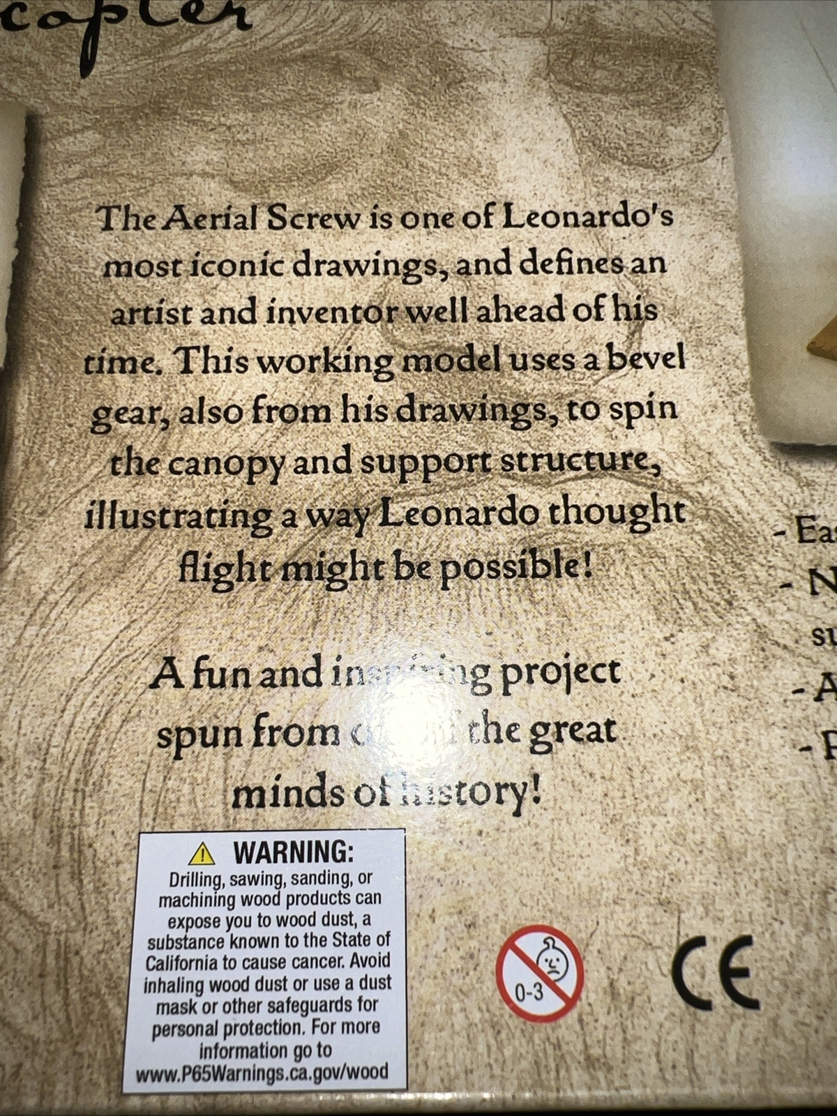 Leonardo da Vinci Helicopter, Model Kit Arial Screw Kit to Build by Pathfinders