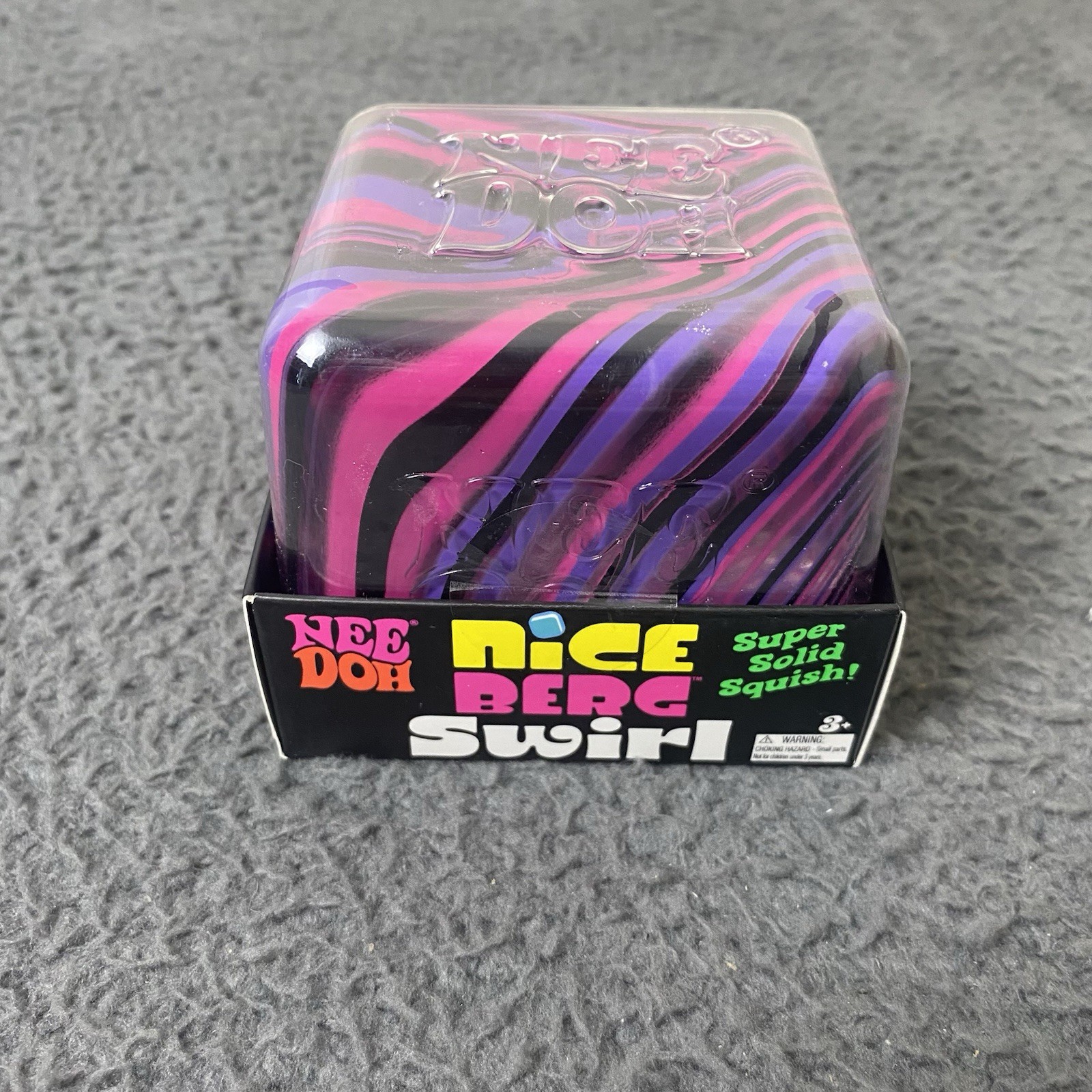 NeeDoh Nice Berg Swirl XL Nee Doh Squishy Swirl Cube Purple Pink Black