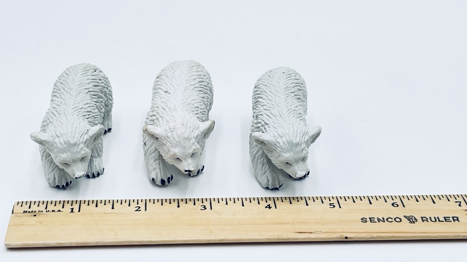 VTG Rubber Hard Plastic POLAR BEAR CUB Toy Figure Zoo Wild Animal Safari LOT – 3