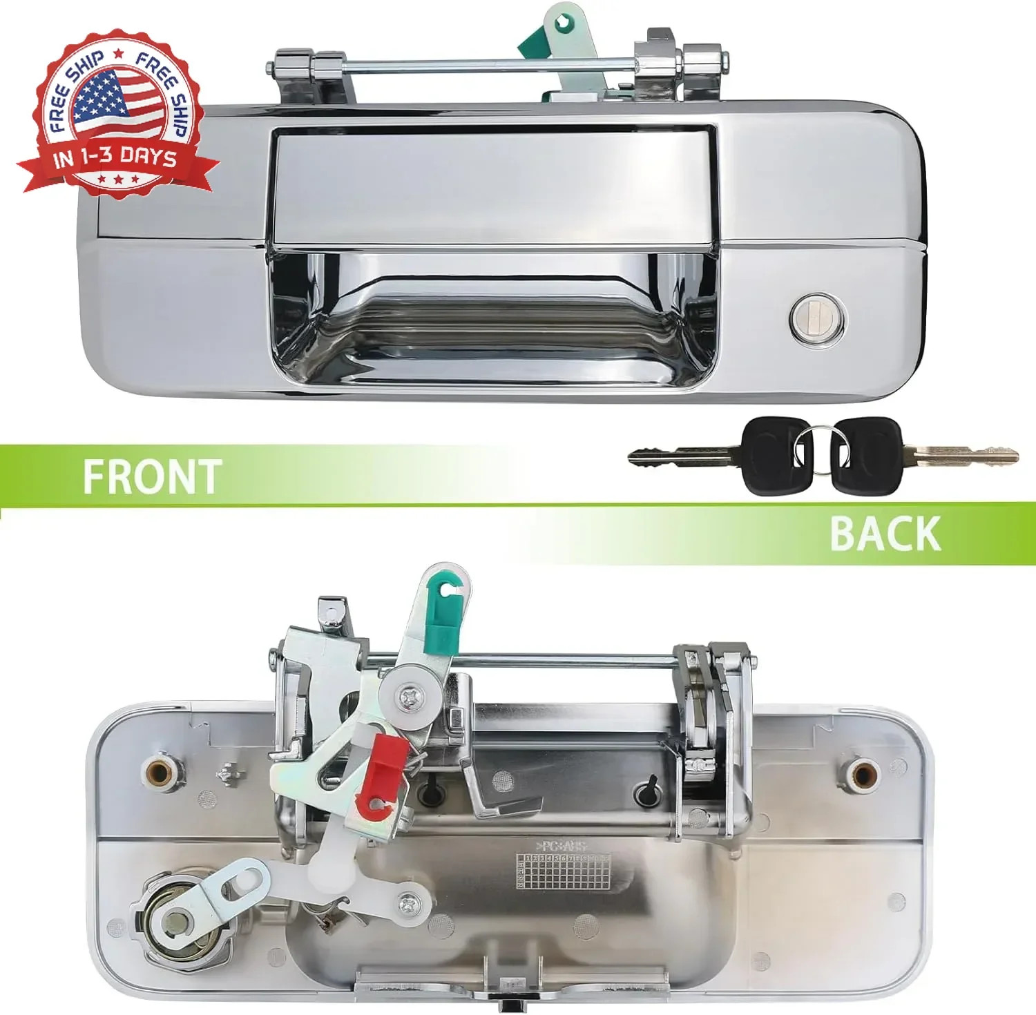 Chrome Tailgate Handle Liftgate Latch Handle with Key Lock Cylinder fit for 2007