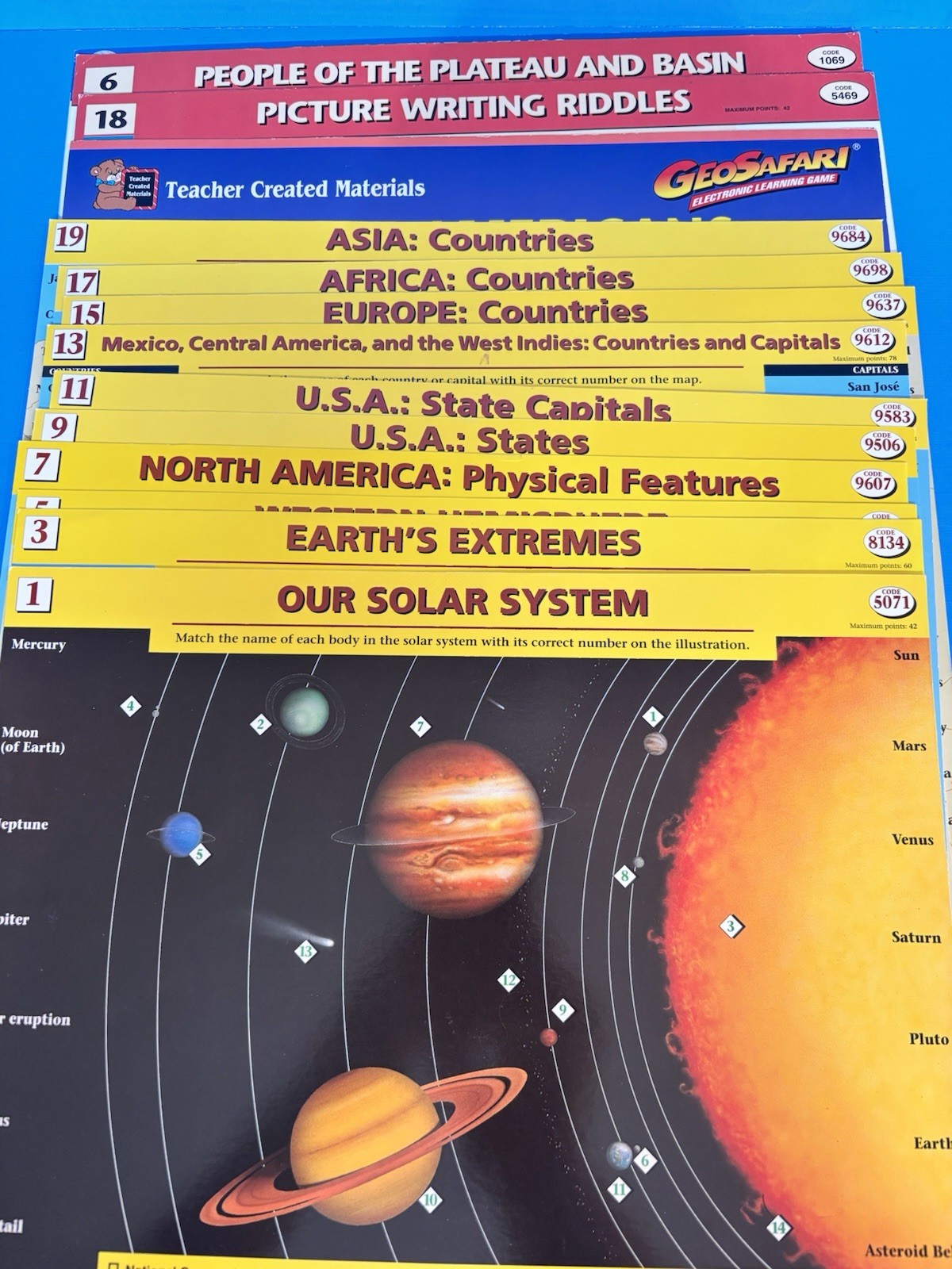 Vintage GeoSafari EI-8800 Electronic Learning Game Includes 20 Basic Cards+Extra