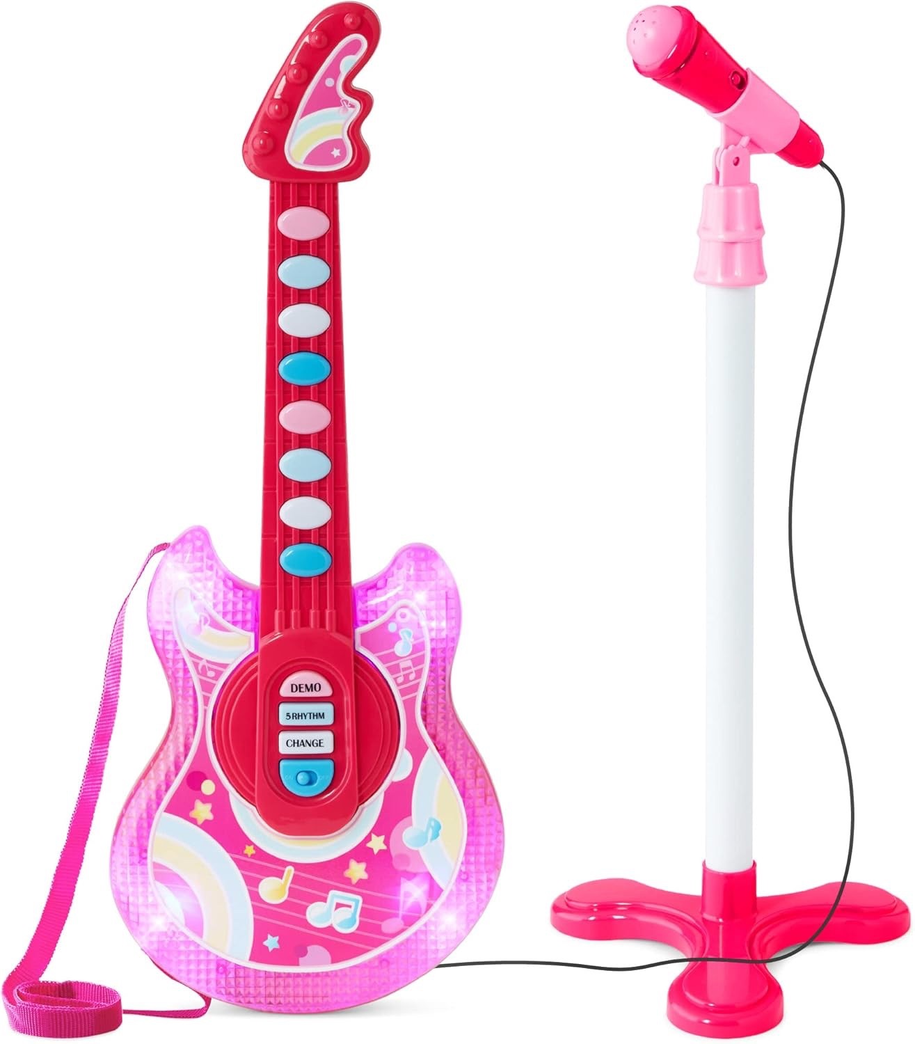 Electric Guitar Microphone Set w/ Stand & LED VARIOUS COLORS