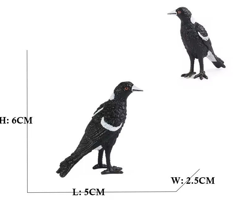Australian Magpie Bird Animal Figure Toy PVC Doll Small Figurine Birthday Gifts