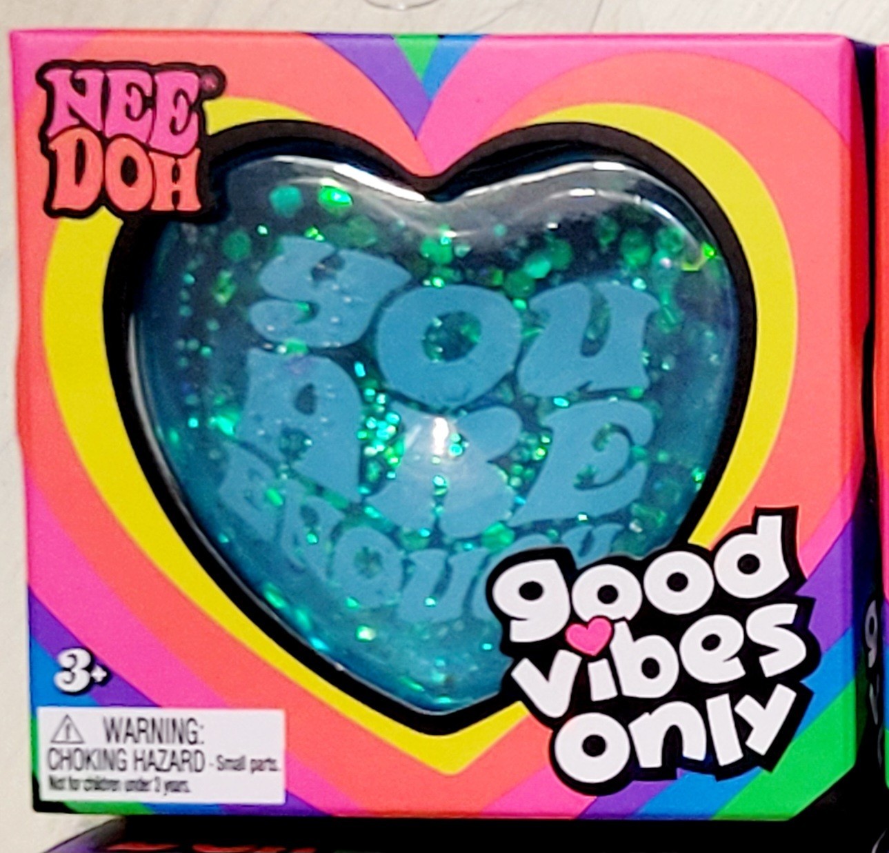 Nee Doh “Good Vibes Only”-Heart Shaped SQUISHY-1 of 6 Different Positive Sayings