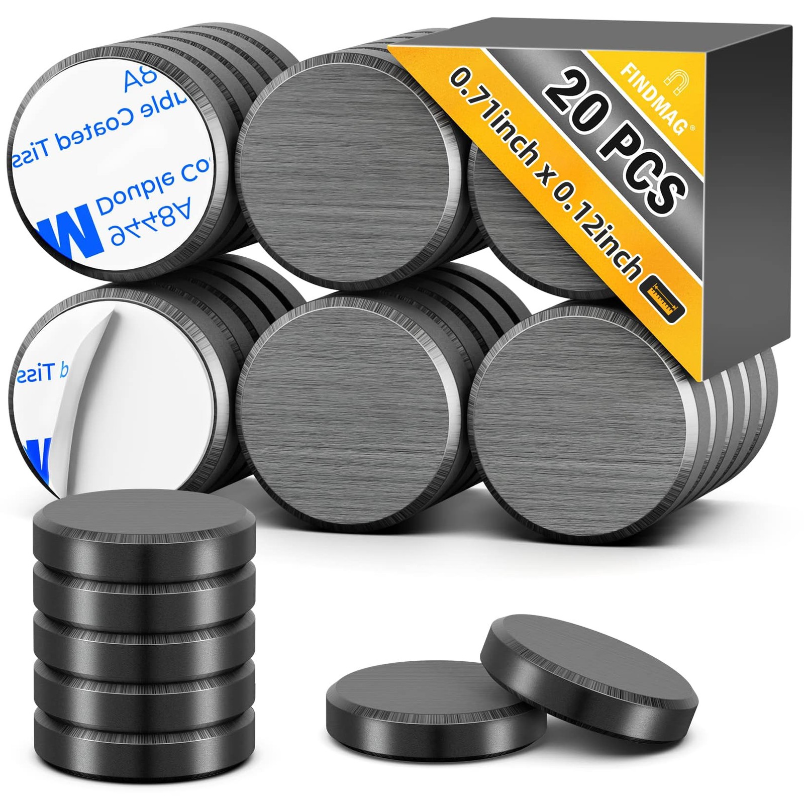 FINDMAG 20Pcs Magnets for Crafts with Adhesive Backing, Round Ferrite Craft