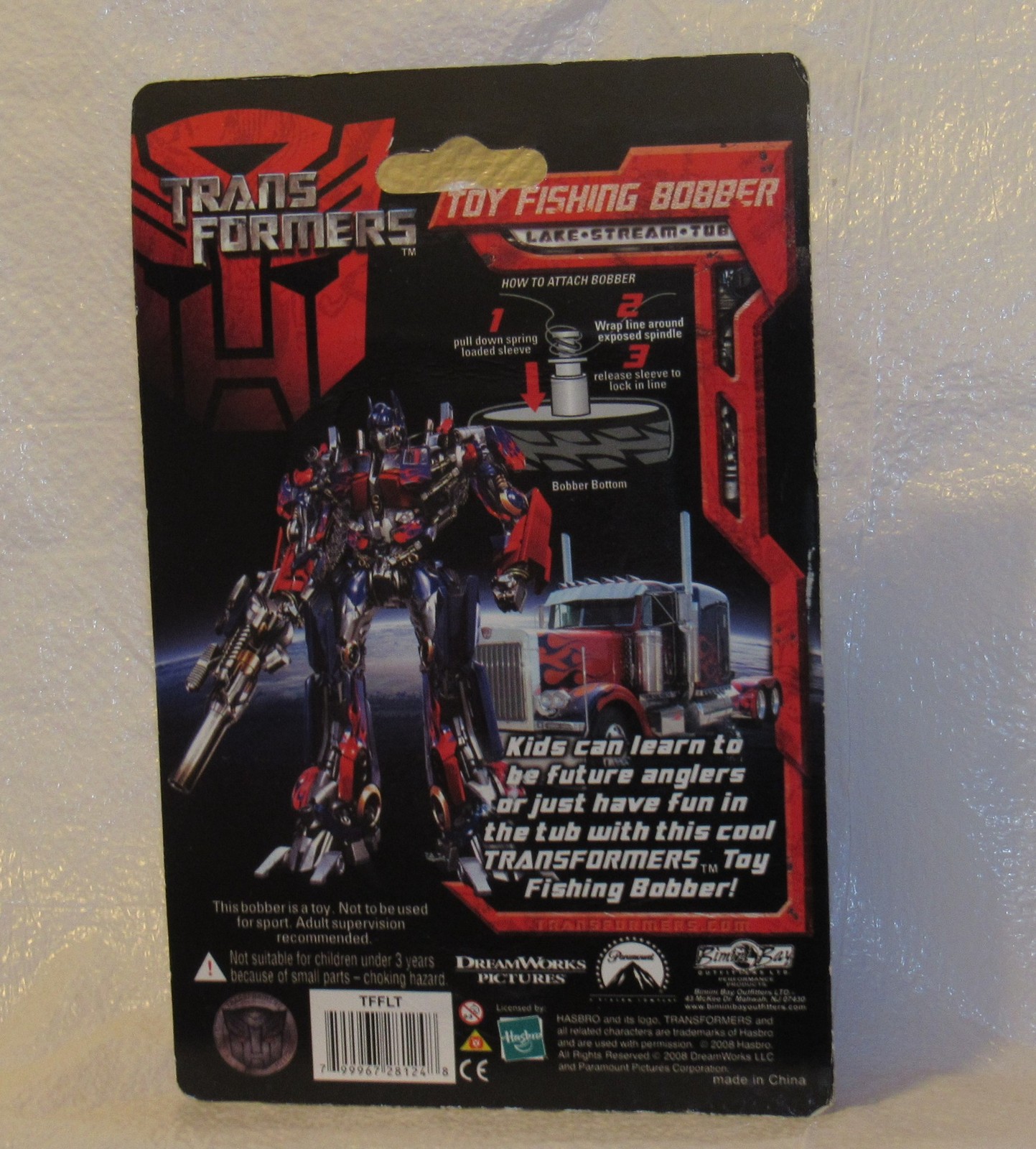 Optimus Prime Toy Fishing Bobber Transformers Lake Stream Tub Fun Blue Red NIP
