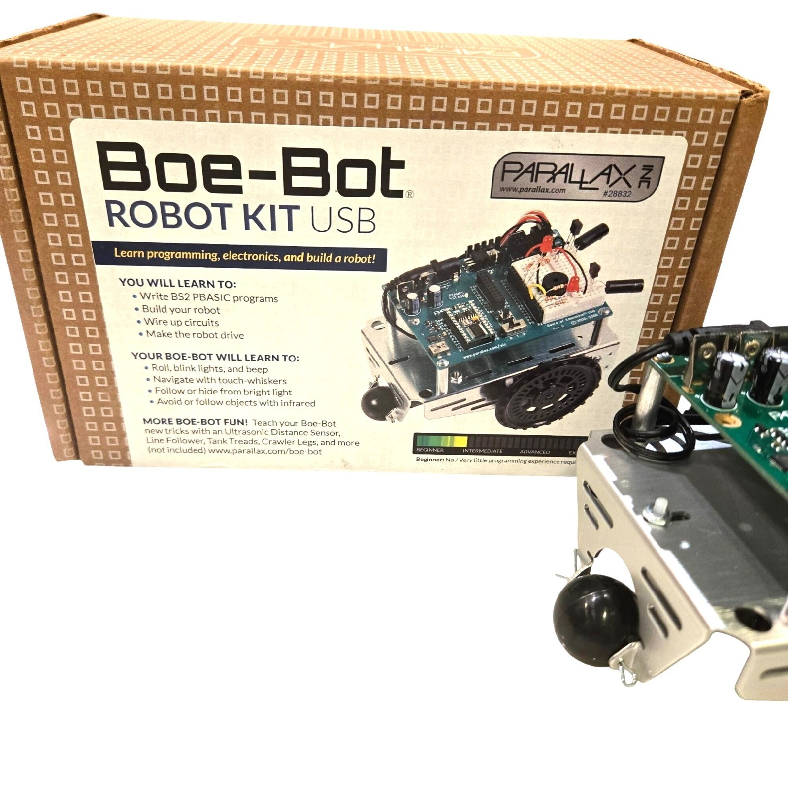 Parallax Boe-Bot Robot Kit USB #28832 Building Set *Incomplete