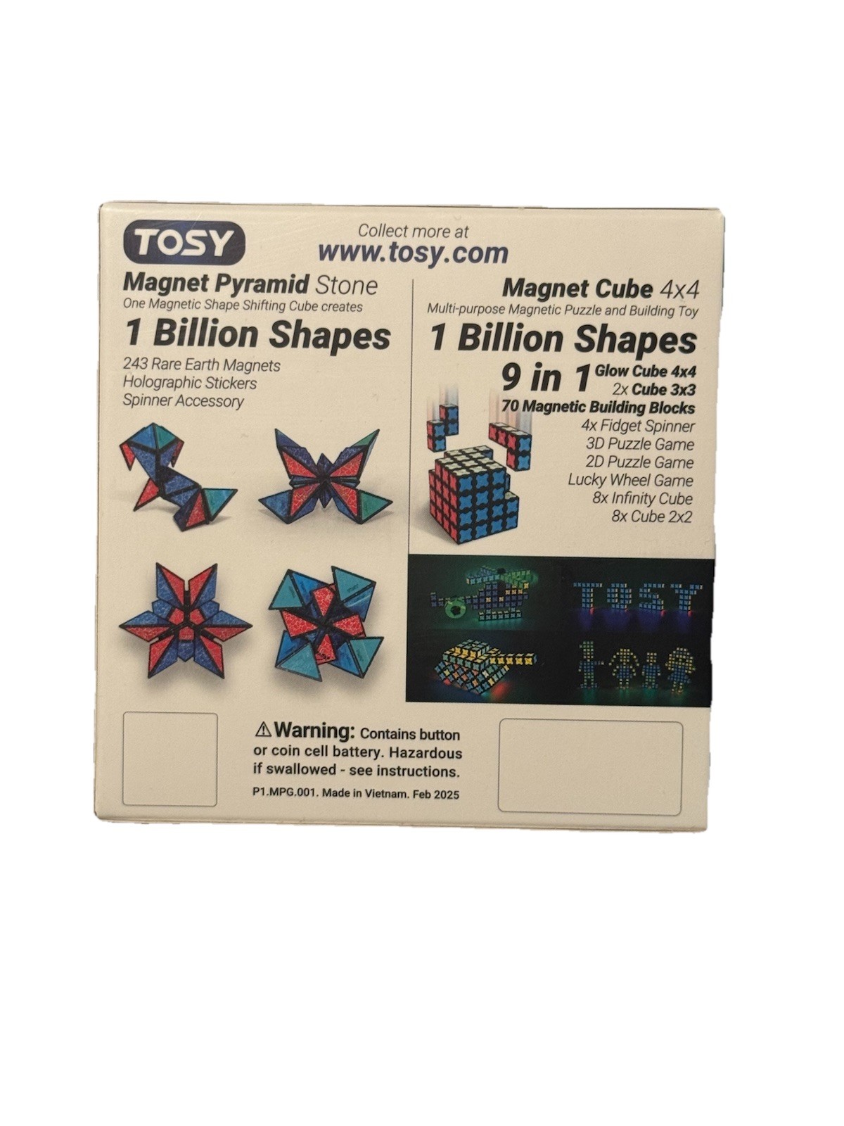 NEW – TOSY Magnet Pyramid Glow Cube Transforms into 1 Billion Shapes 12 Pieces