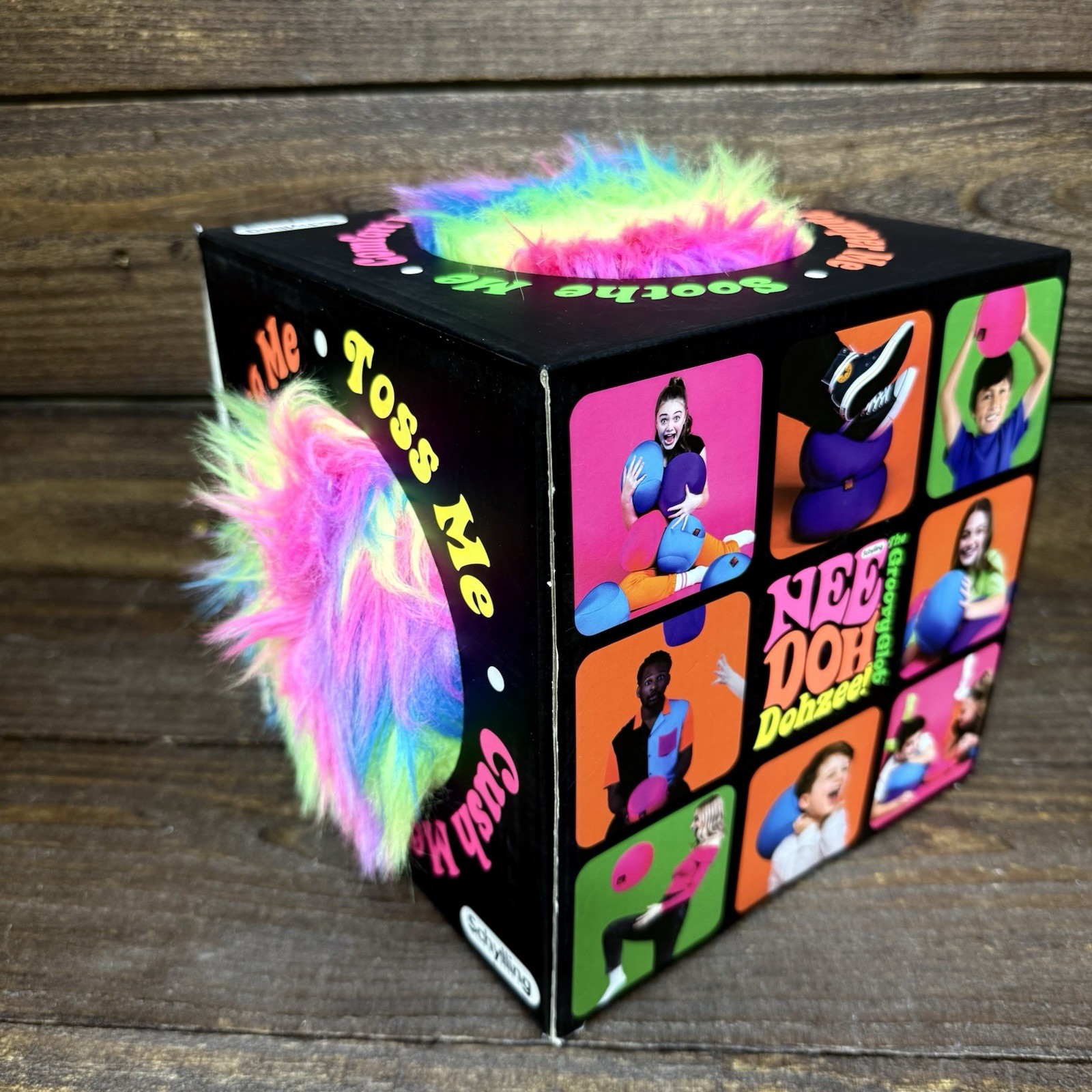 NEW Rare Needoh Dohzee Groovy Glob 7.5″ Furry Ball Pillow Rainbow Plush IN BOX