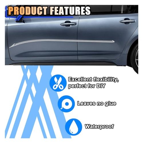 32Ft Car Pinstriping Tape, Vinyl Pin Striping Decals Car Trim Stripe Tape Gray