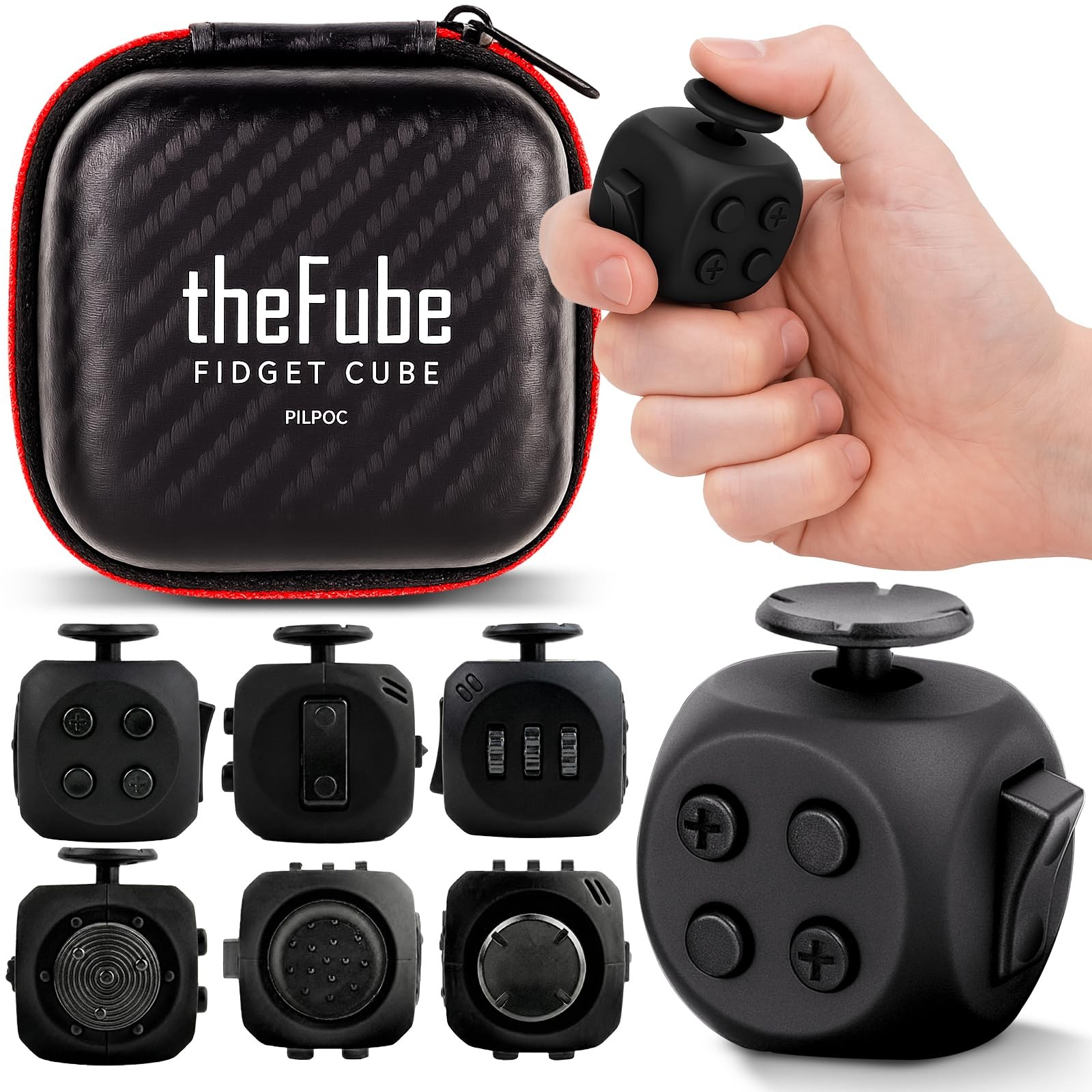 PILPOC theFube Fidget Cube, 6-Sided Stress Relief Infinity Small, Midnight