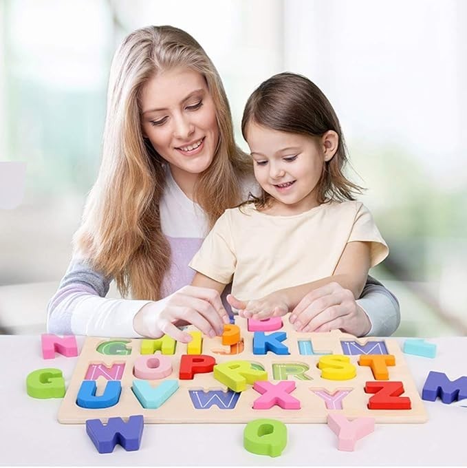 Educational Puzzles for Toddlers, Letters Number Shape Board Montessori Learning