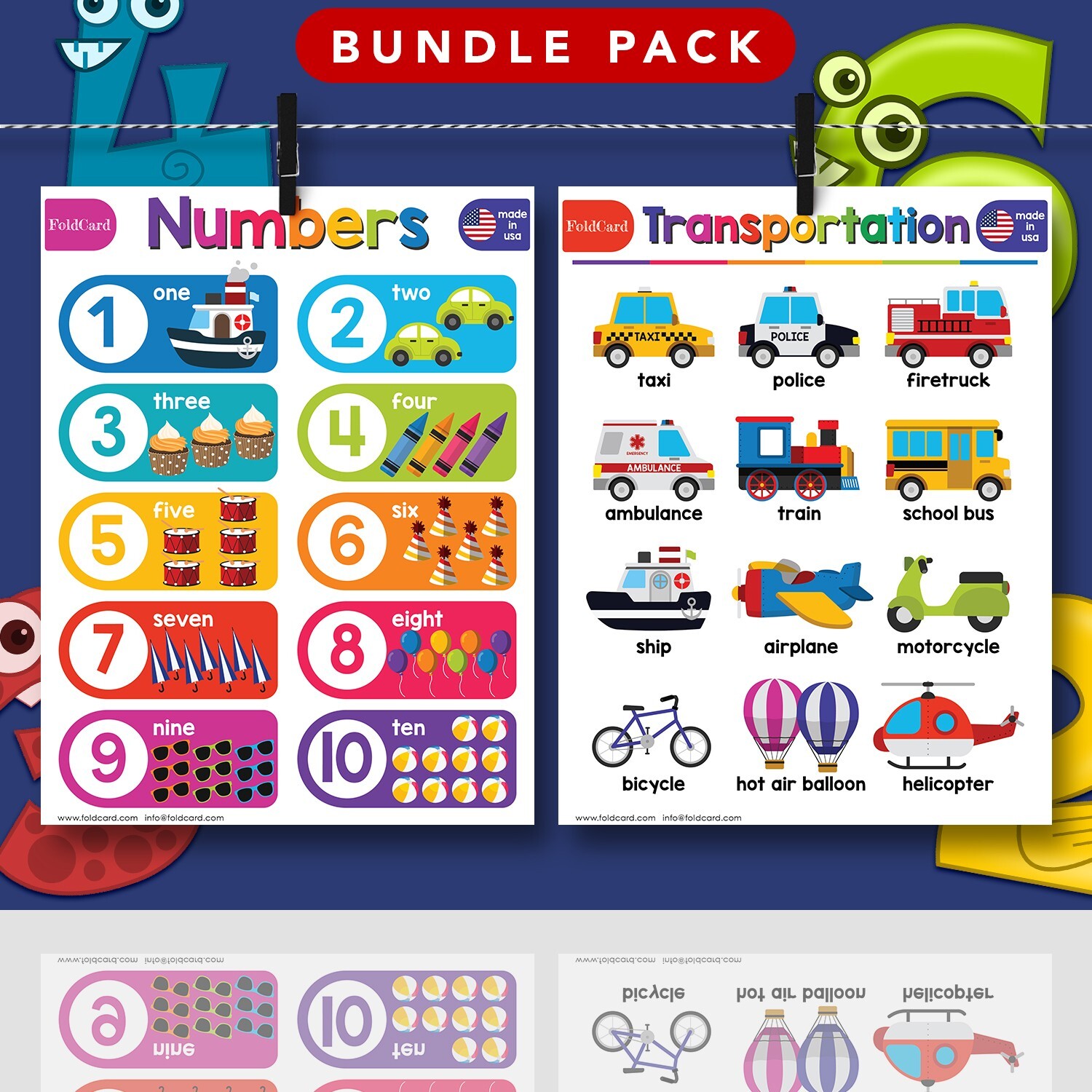 Beginner Bundle – 7 Educational Poster Learning Chart for Classroom Homeschool