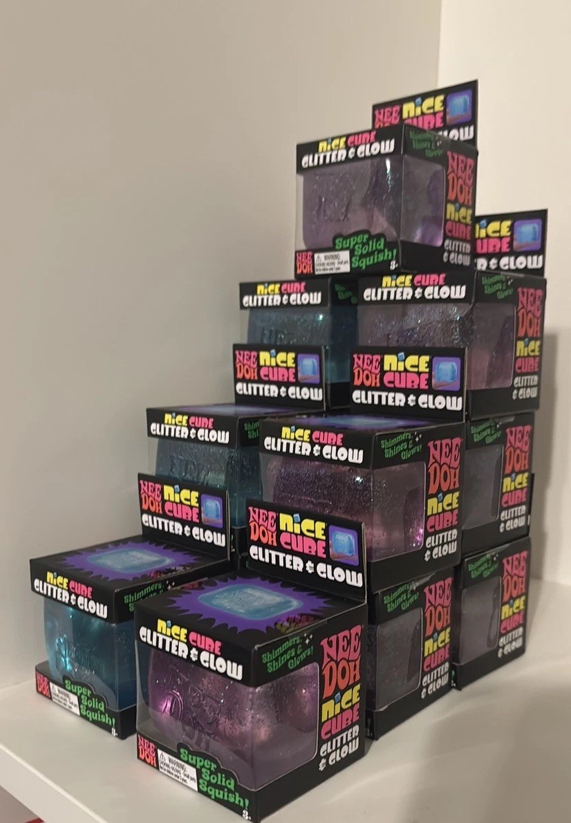 Needoh Nice Cube, Glitter And Glow (blue, pink, purple)
