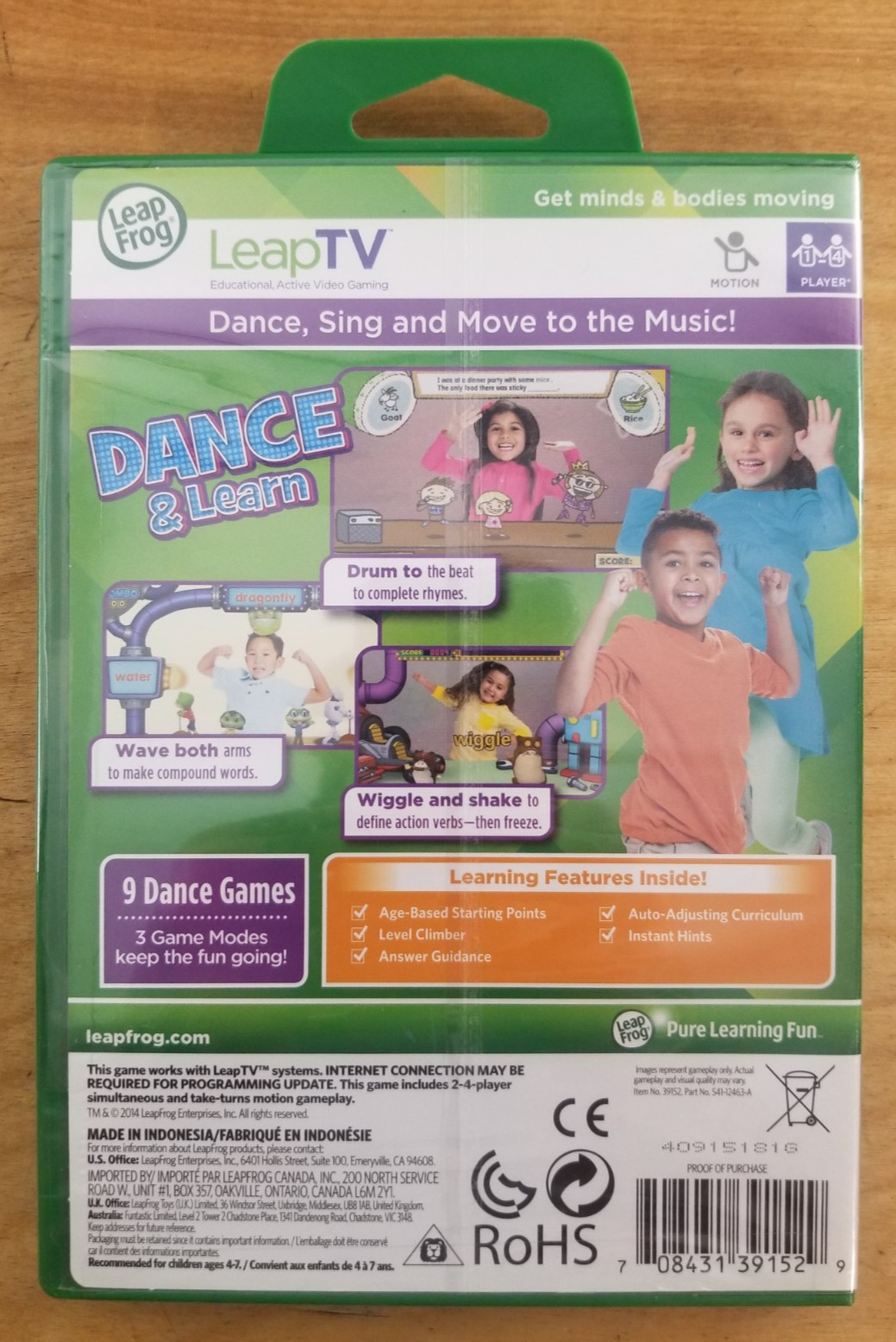 Leap Frog Leap TV Dance & Learn Reading 4-7 Years Educational Active Video Game
