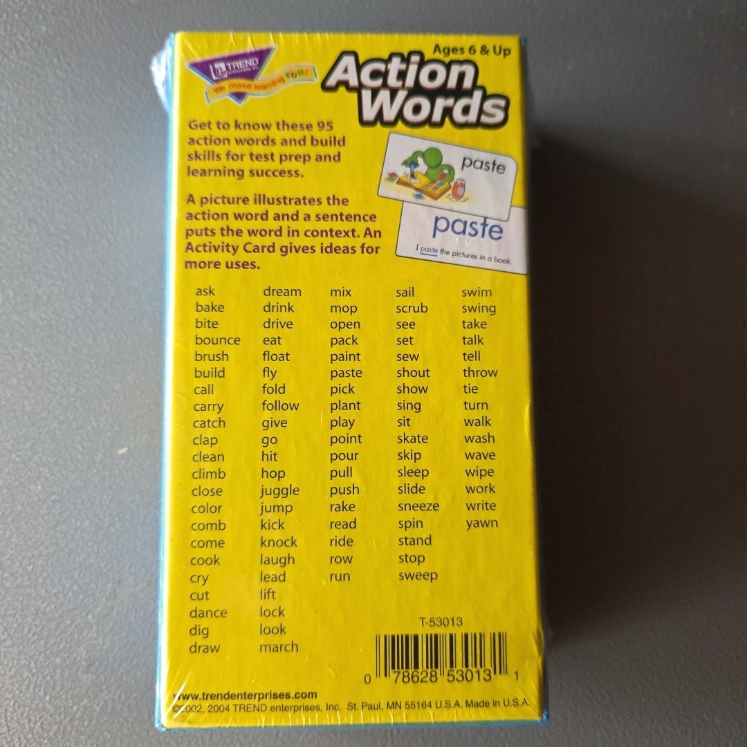 Action Words Skill Drill Flash Cards, Great for Skill Building and Test Prep 6 &
