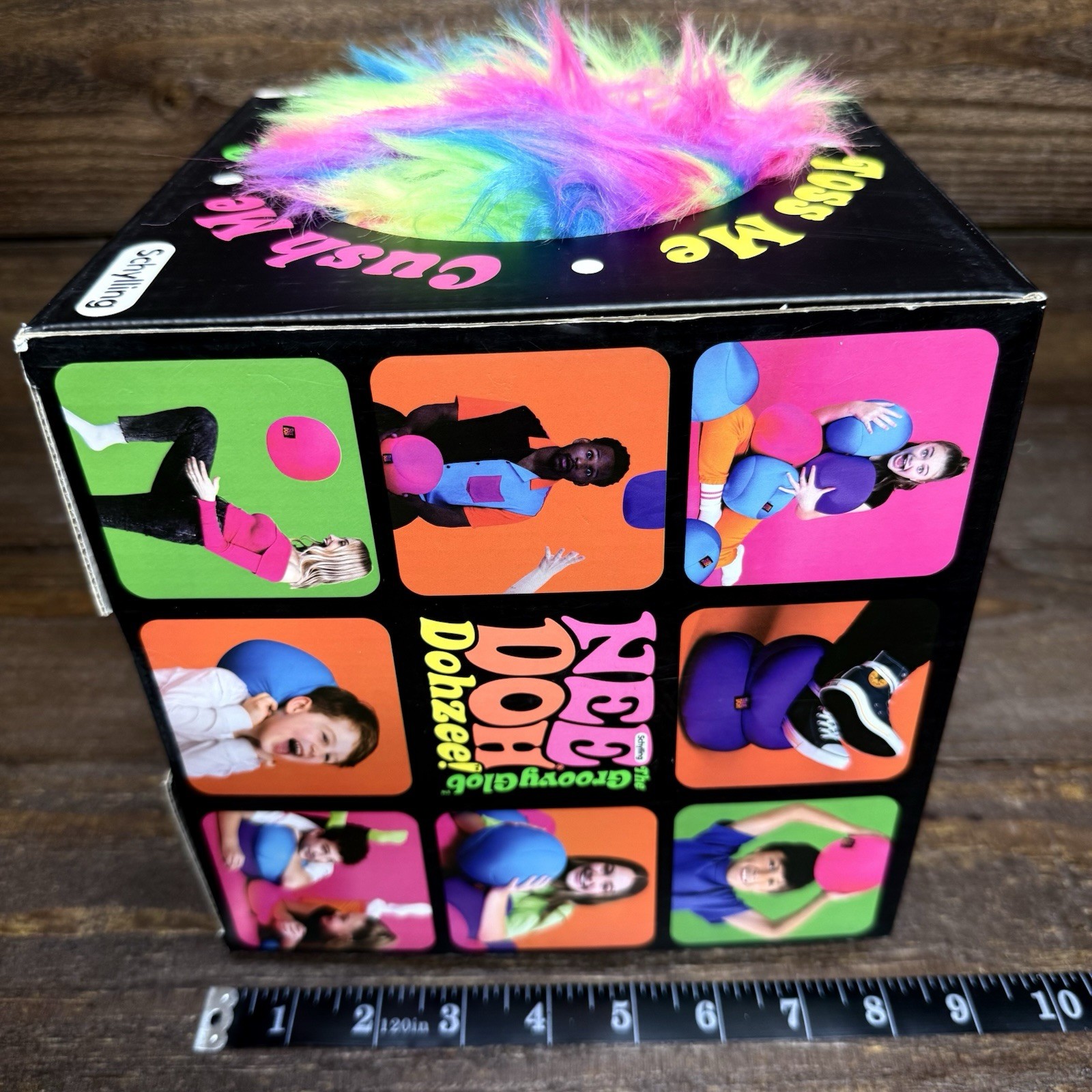 NEW Rare Needoh Dohzee Groovy Glob 7.5″ Furry Ball Pillow Rainbow Plush IN BOX