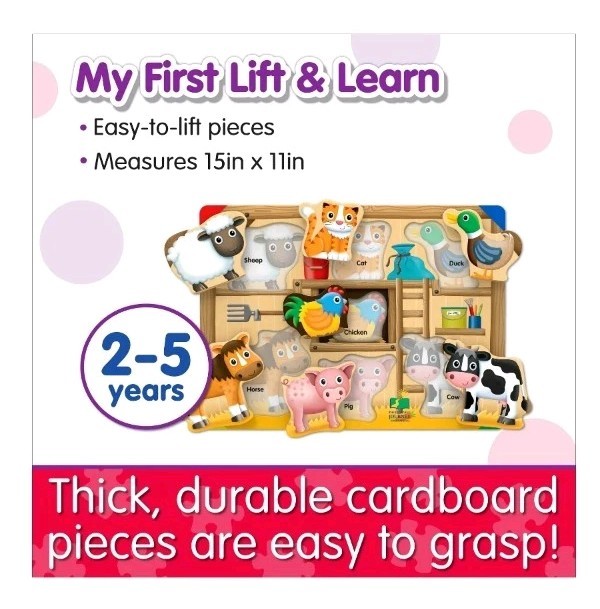 Lift & Learn ABC and On The Farm Puzzles ages 3 years and up Workbook Included