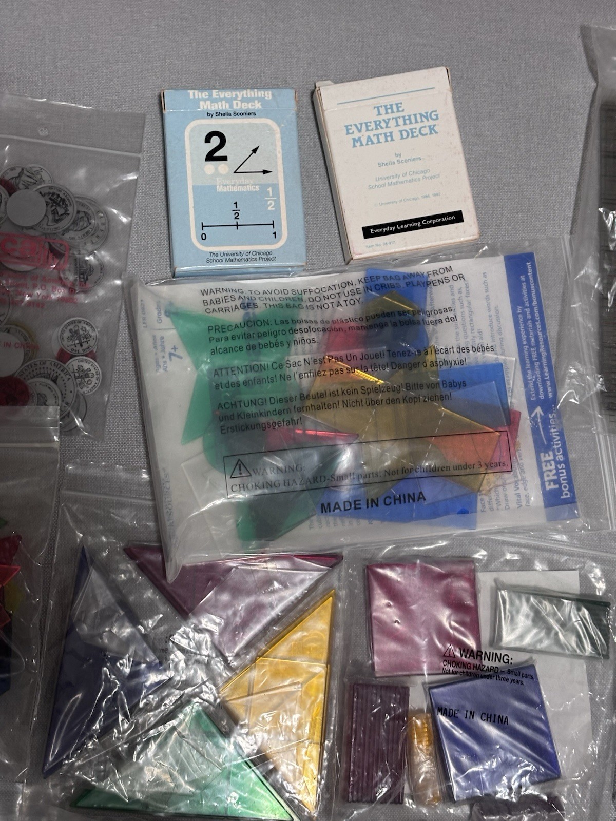 Vintage Overhead Projector Math Transparency Lot New Rulers Coins Everyday Math