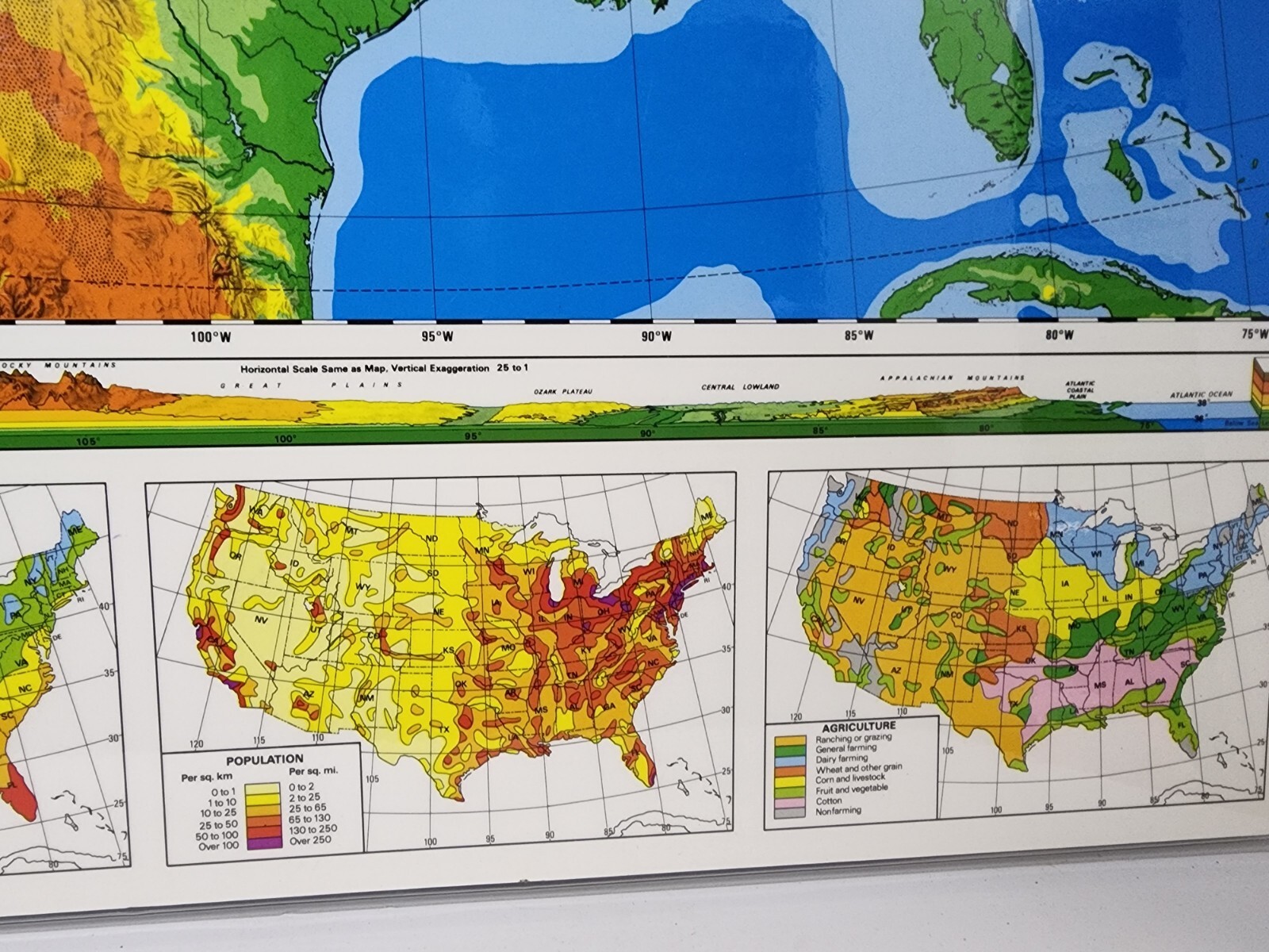 Nystrom Laminated 2 Sided United States Geography Map 22″ X 17″ Homeschool New
