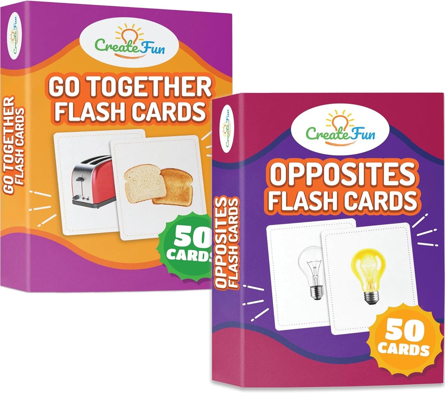 100 Go Together and Opposites Flash Cards Bundle, Matching Educational Photo …