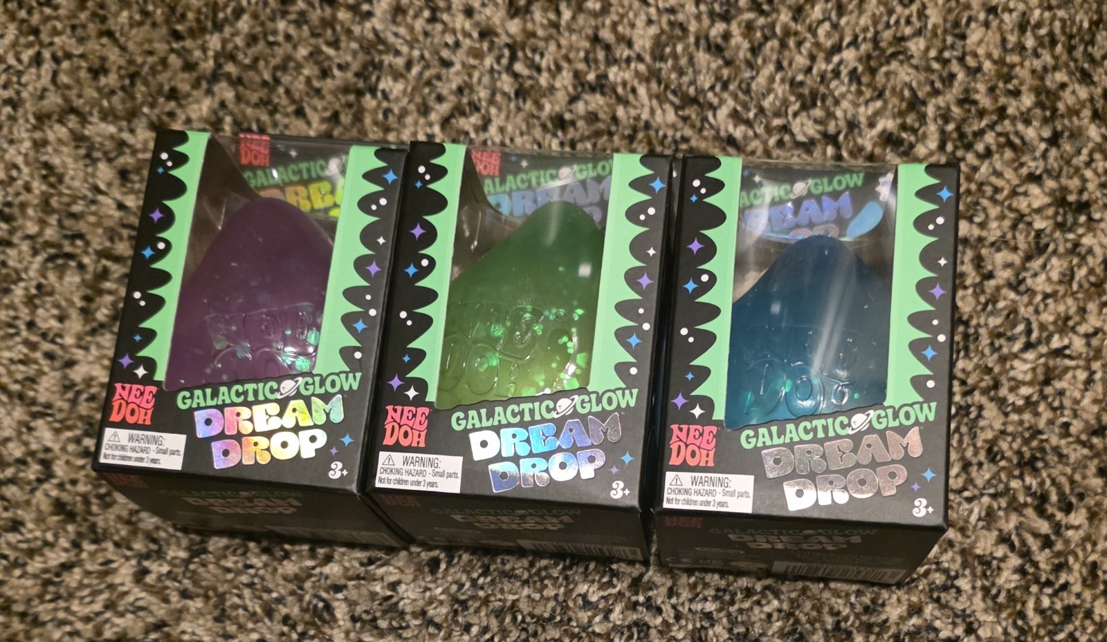 NeeDoh Galactic Dream Drop Lot Of 3-Green, Blue and Pink NIB Extremely Rare! 🔥