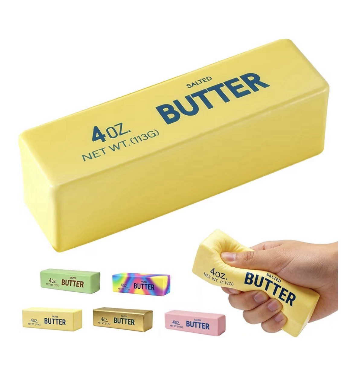 Butter Stick Tactile Squeeze Toy Stress Relief Sensory for Ages 4-11, Multicolor
