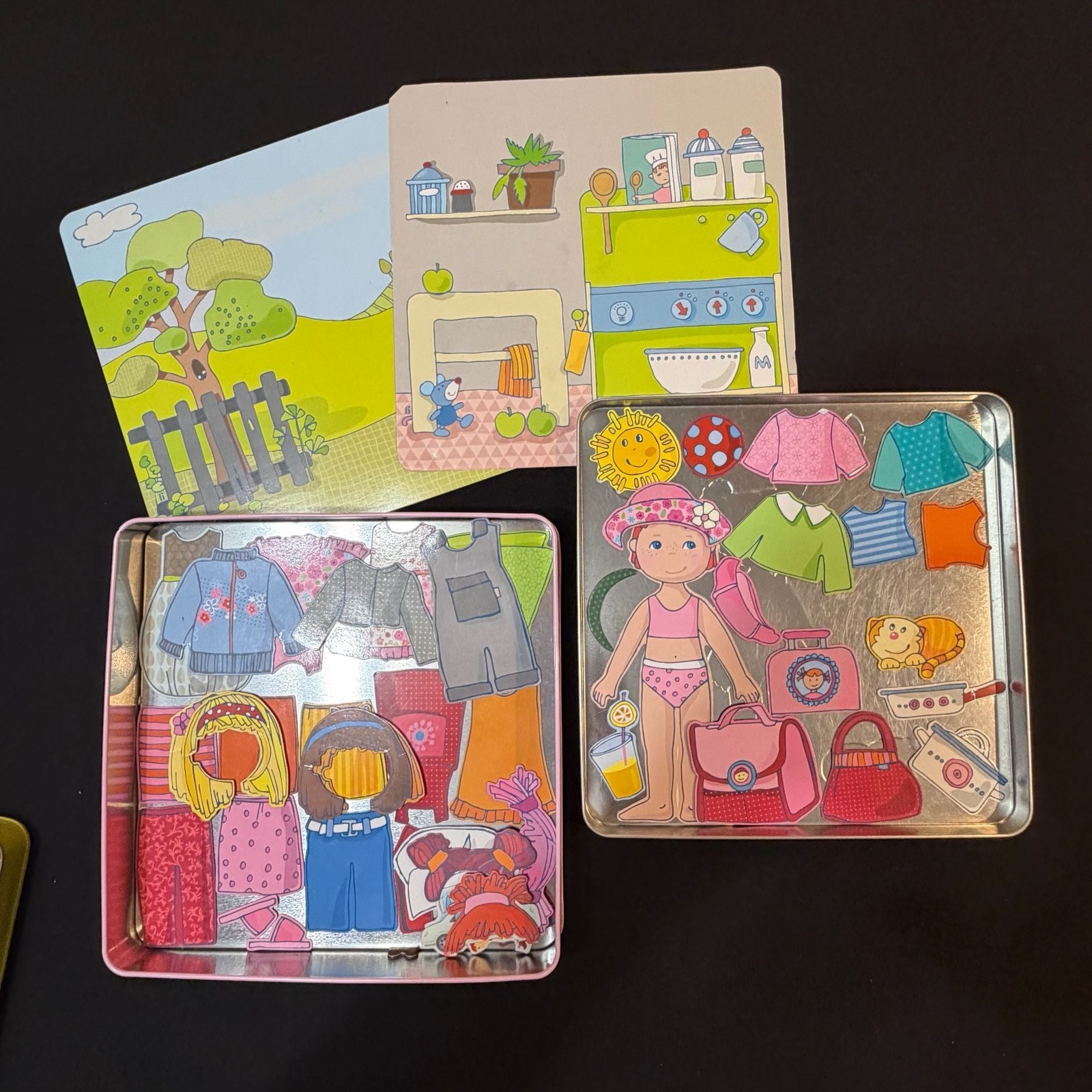 2 HABA Magnetic Games Dress-up Doll Lilli and Peter & Pauline’s Farm Travel Tins
