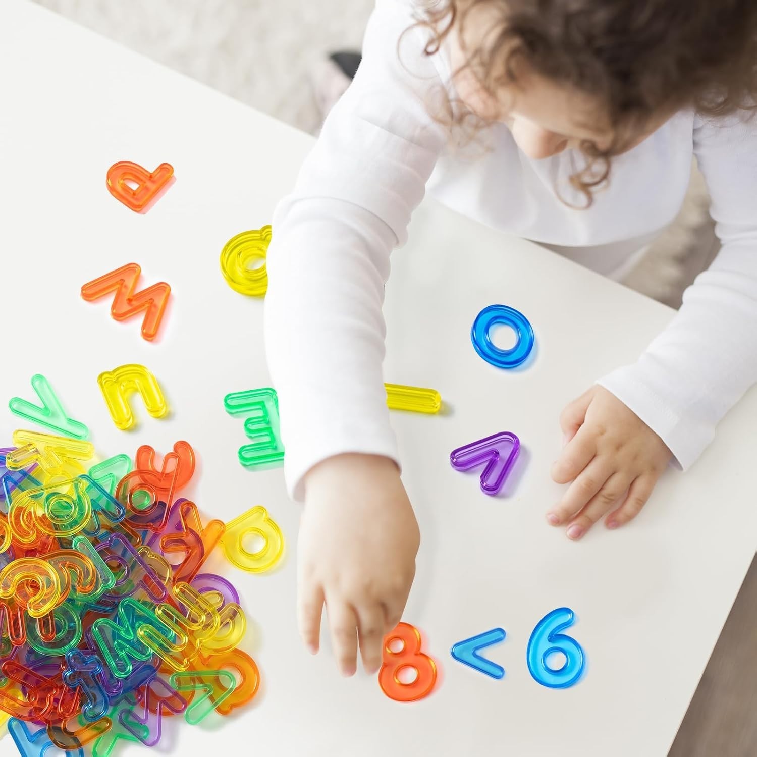 66 Pcs Translucent Letters and Numbers – Plastic Alphabet Letters for Kids – …