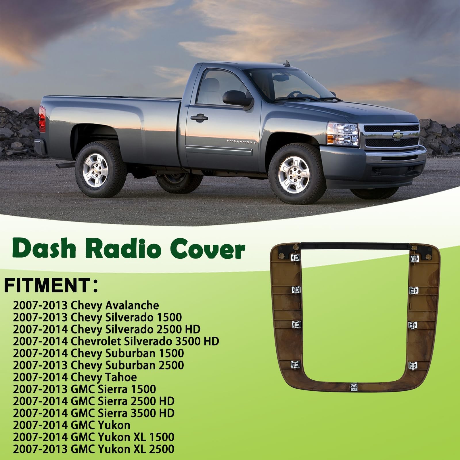 omoZone Dash Center Radio Bezel Trim Instrument Panel Cover Burlwood