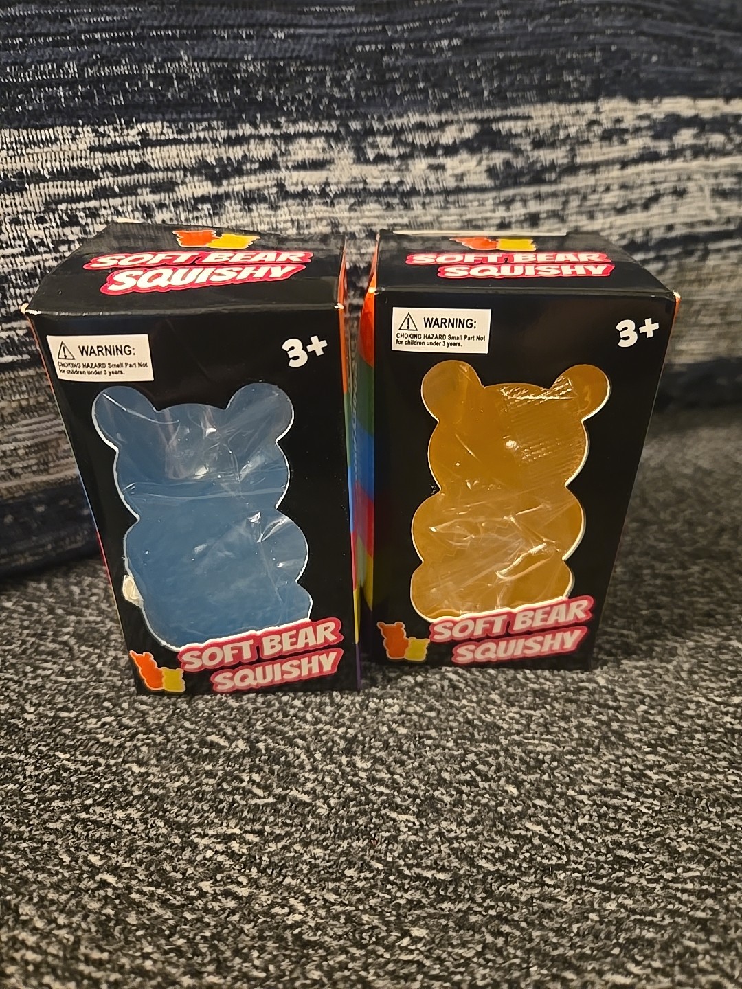 Lot of 2 Soft Squishy Bears, Yellow & Blue, BNIB
