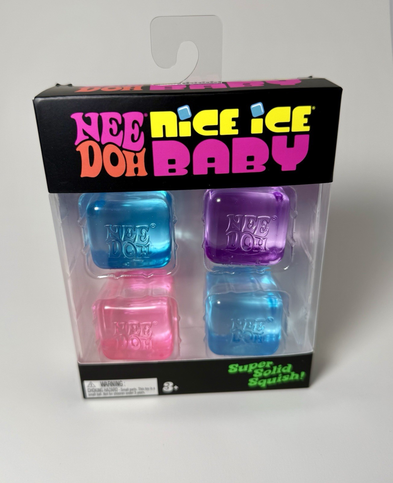 New NeeDoh Nice Ice Baby Sensory Squish Cube Super Solid Stress Toy 4 Cube Pack