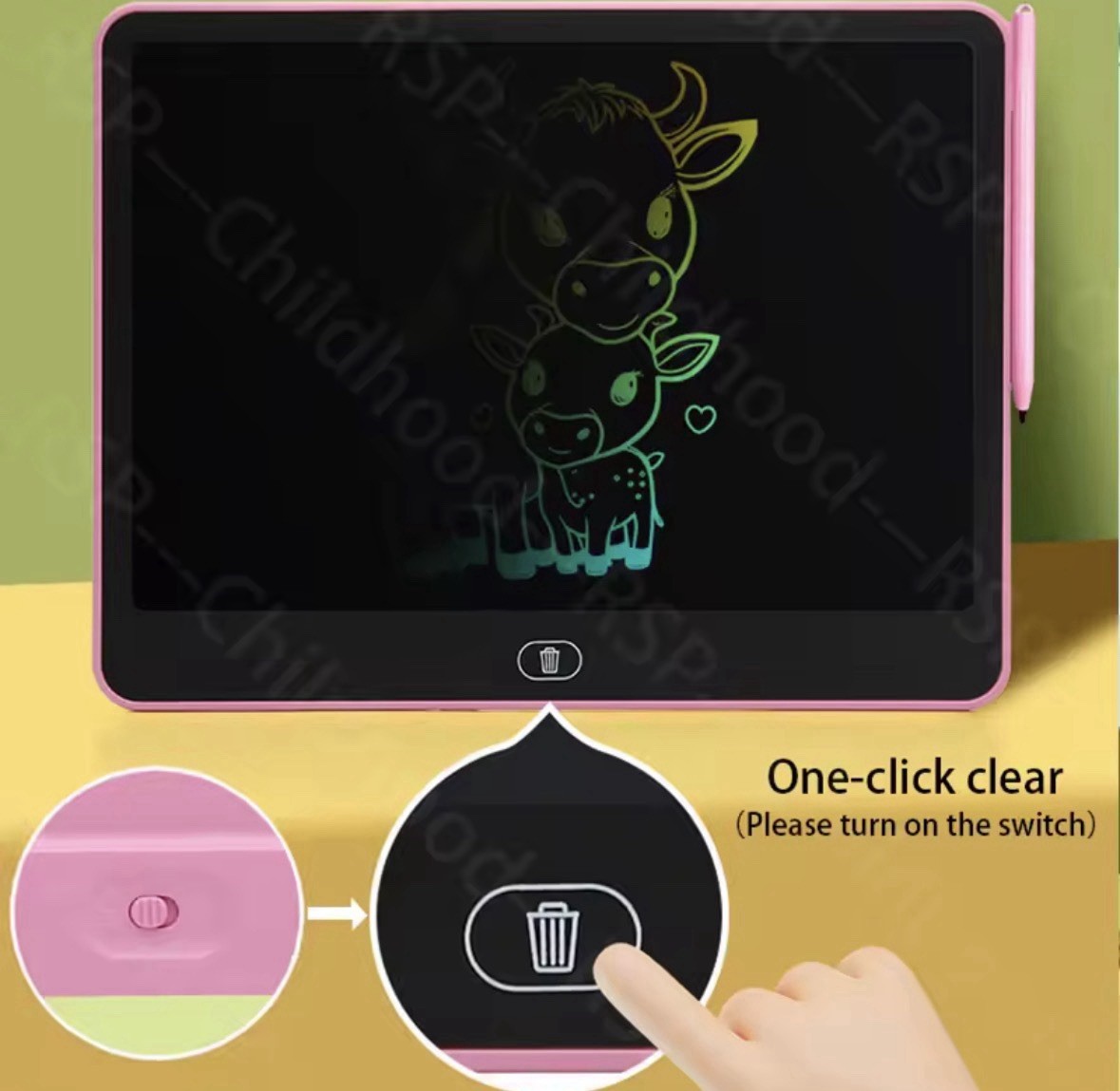 11 Inch LCD Writing Tablet Drawing Board w/ Stylus Pen, One-Click Clear, Lock