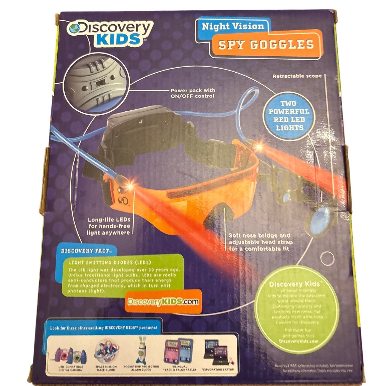 Discovery Kids Night Vision Spy Goggles Red LED Lights Retractable Scope Ages 8+