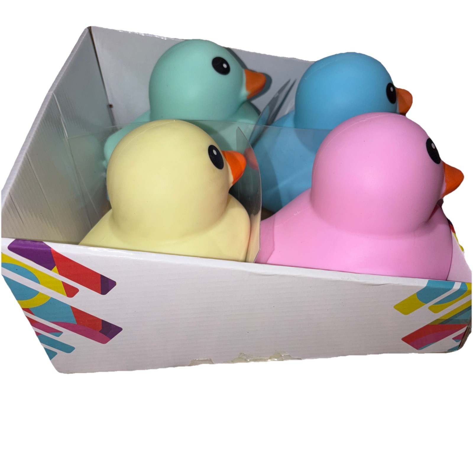 Laffy Quacks Jumbo Squishy Ducks Blue,Pink,Green,Yellow Set Of 4 New W/Box 🐥🐣