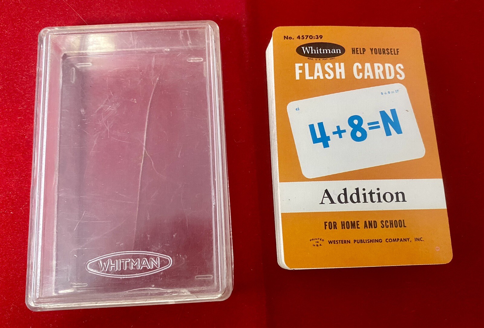 Vintage Whitman ADDITION Flash Cards with Plastic Case For Home & School Sealed