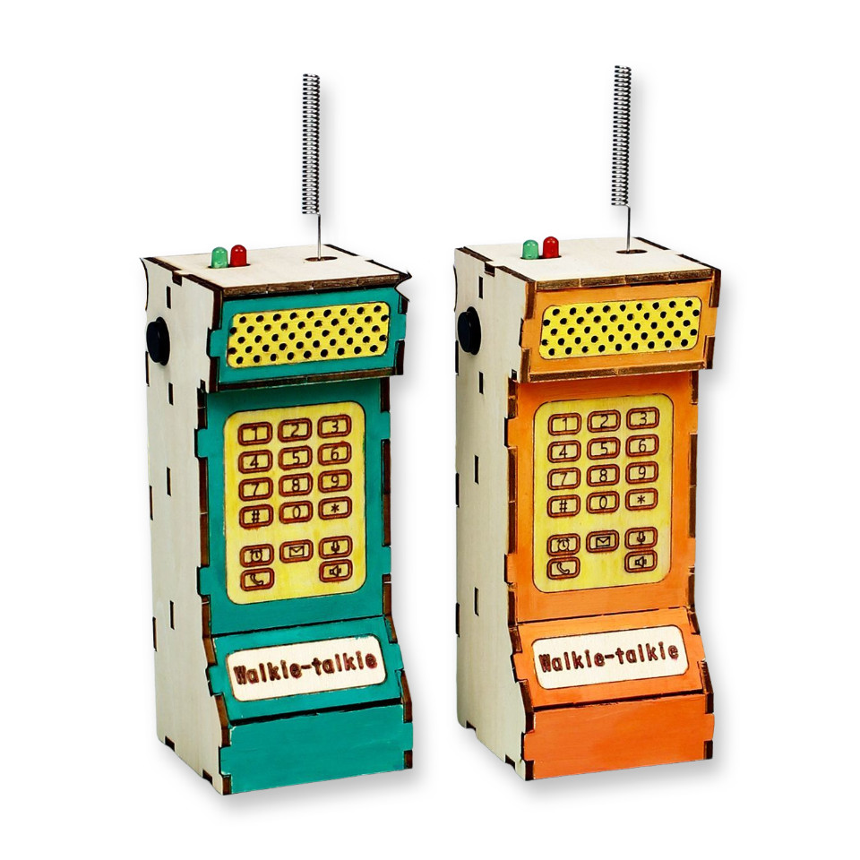 DIY Wooden Walkie Talkie Kit Assembly STEM Toy for Kids Teens Retro Style Gift