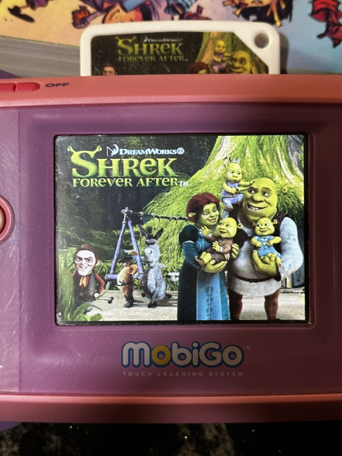 Lot of 4 Vtech MobiGo Loose Learning Games Shrek, Cars, Brave, Toy 3 – TESTED!