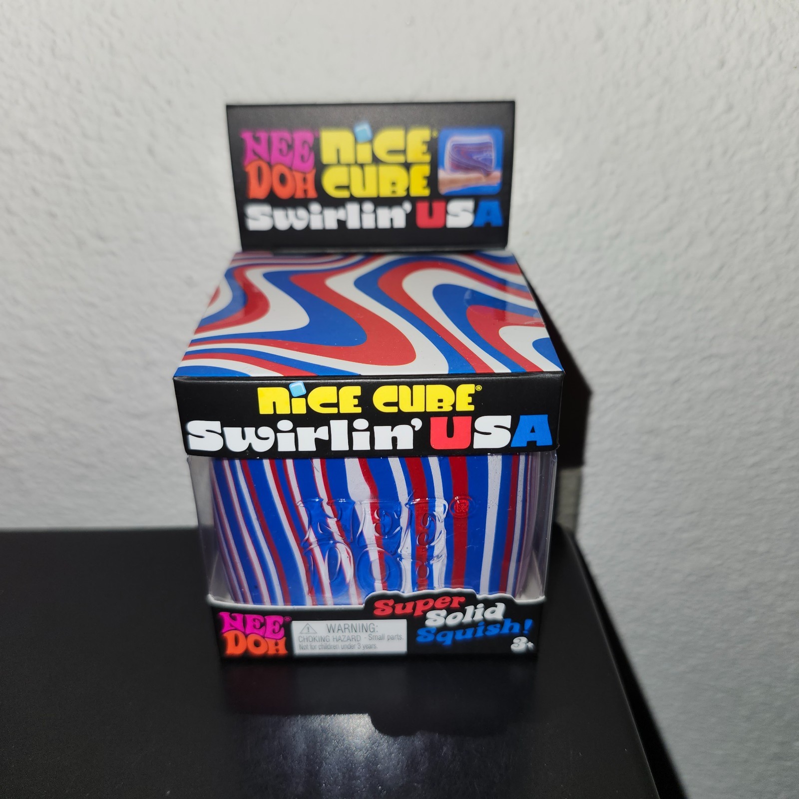 Nee Doh Nice Cube Swirlin’ USA Super Solid Squish Toy Red, White & Blue! VHTF