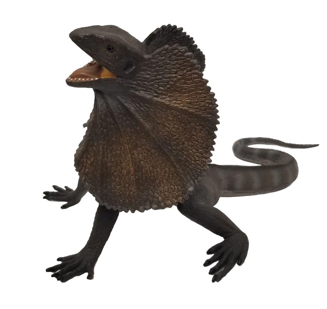 Safari Ltd Frilled Lizard Figure Gray Wildlife Zoo Animal Figurine 10 inch 2005