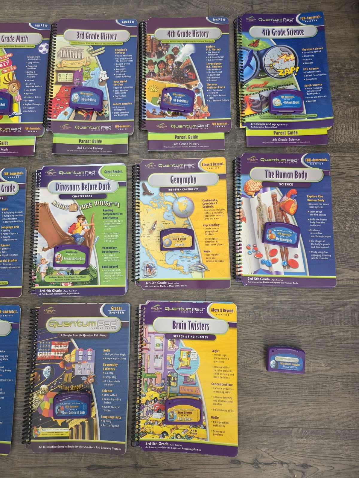 LeapFrog Learning System Lot 14 Books & Cartridges, Pink Bag – NO PAD INCLUDED