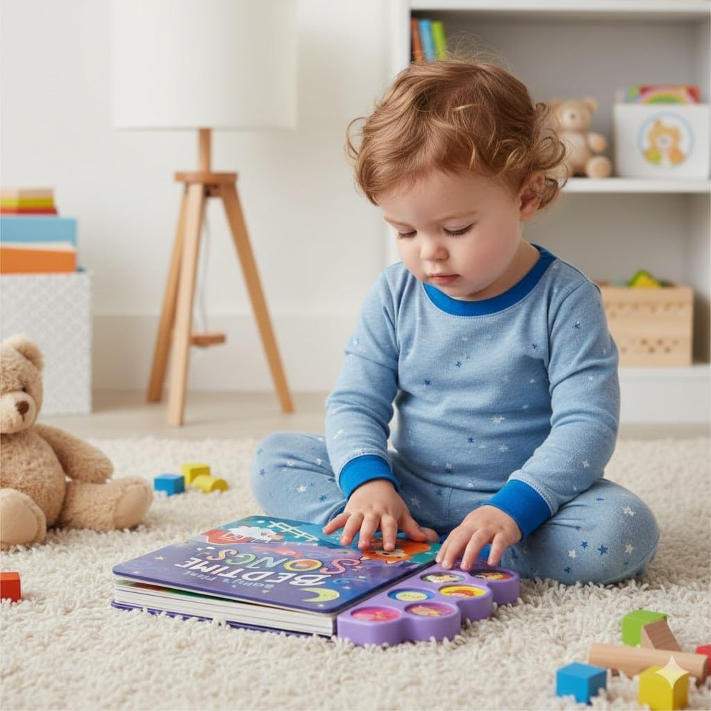 Baby’s First Bedtime Songs – Children’s Song Board Book with 6 Sing-Along…