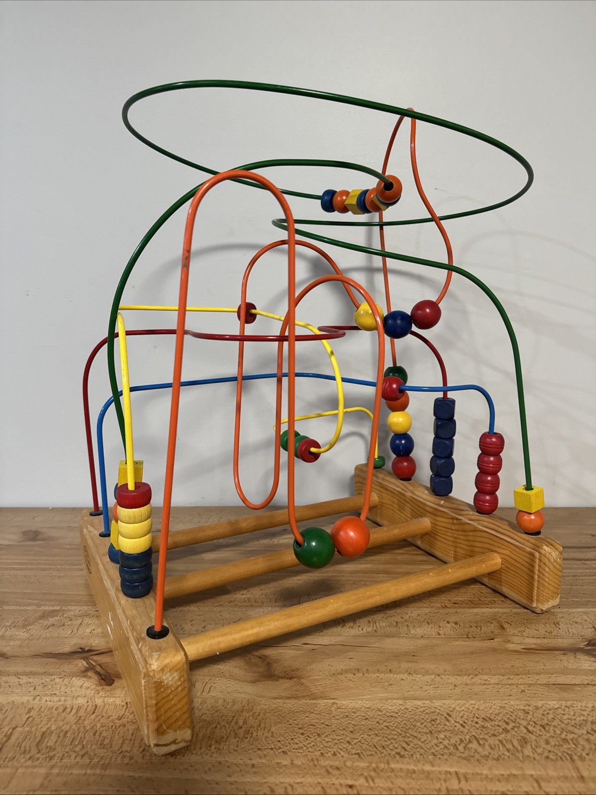 Vintage Anatex Large Educational Rollercoaster Bead Maze Metal & Wood 15x13x21