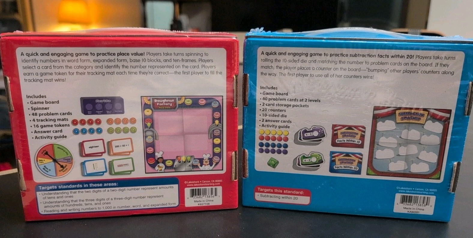 LAKESHORE Learning Math Games Lot of 2 Place Value & Subtraction Grade 1-2