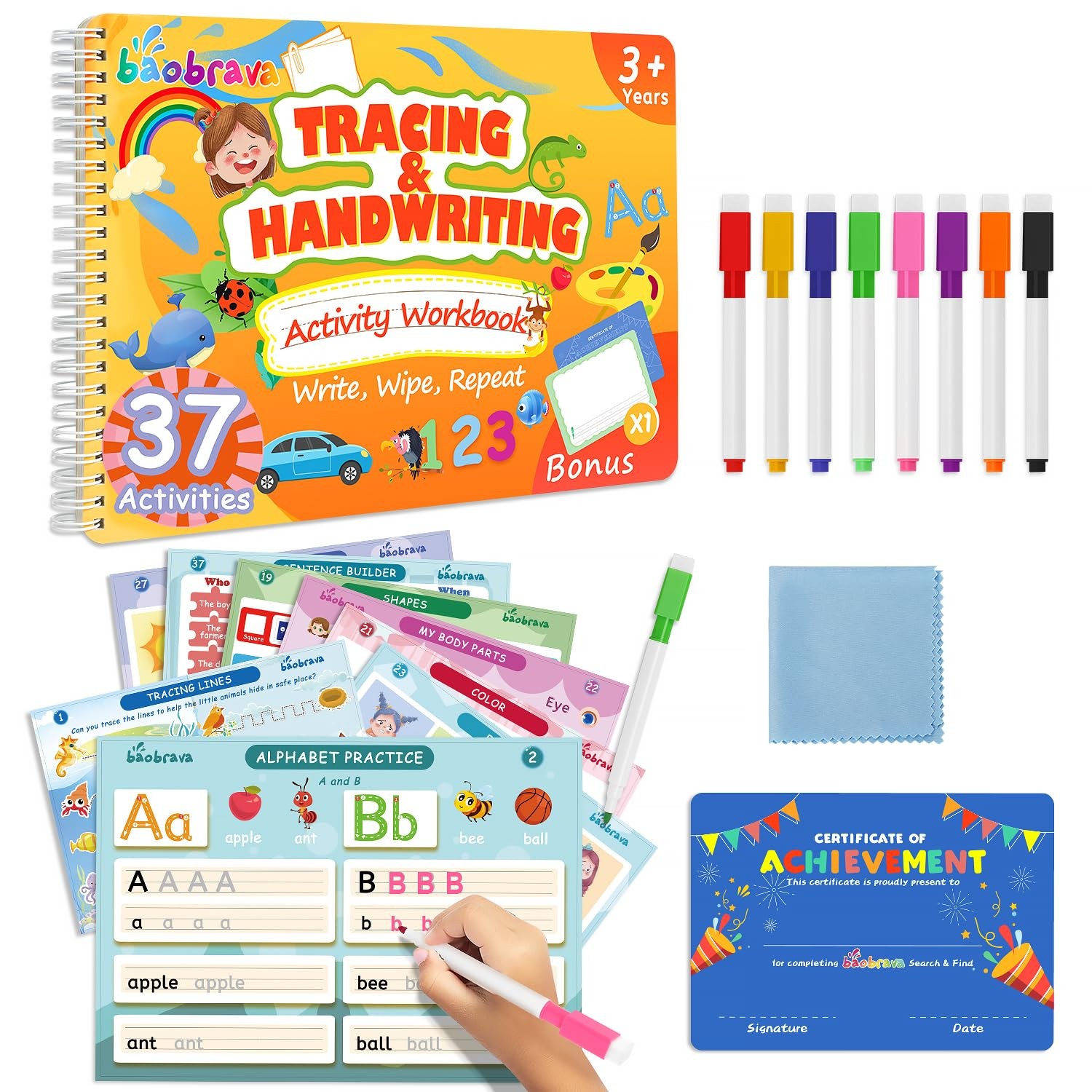 Baobrava Preschool Learning Activities, 37 Red, Pink, Purple, Green, Blue