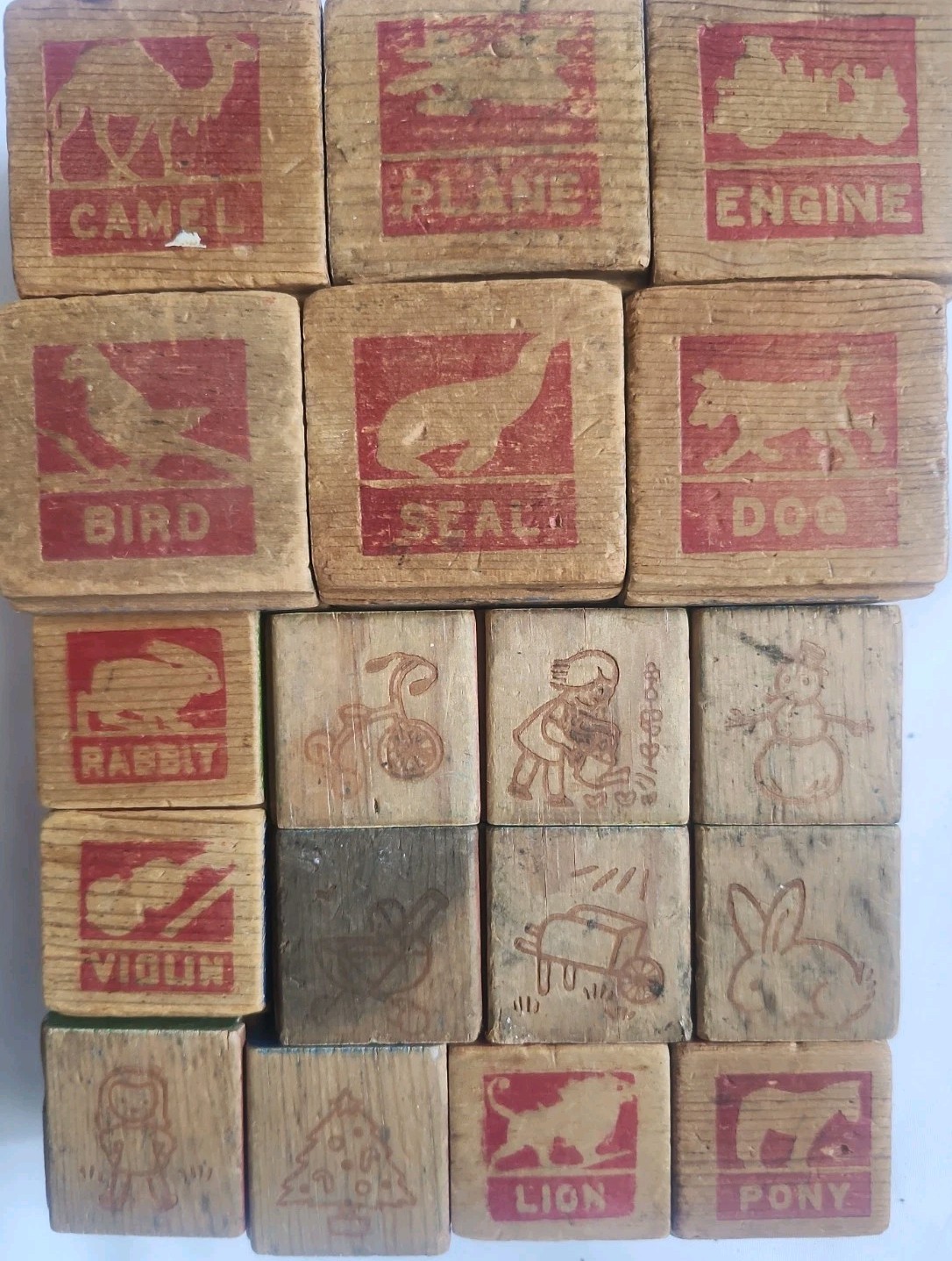 Vintage 1950s Halsam Hi-Lo Interlocking Safety Blocks Partial Set 18 Wooden ABC